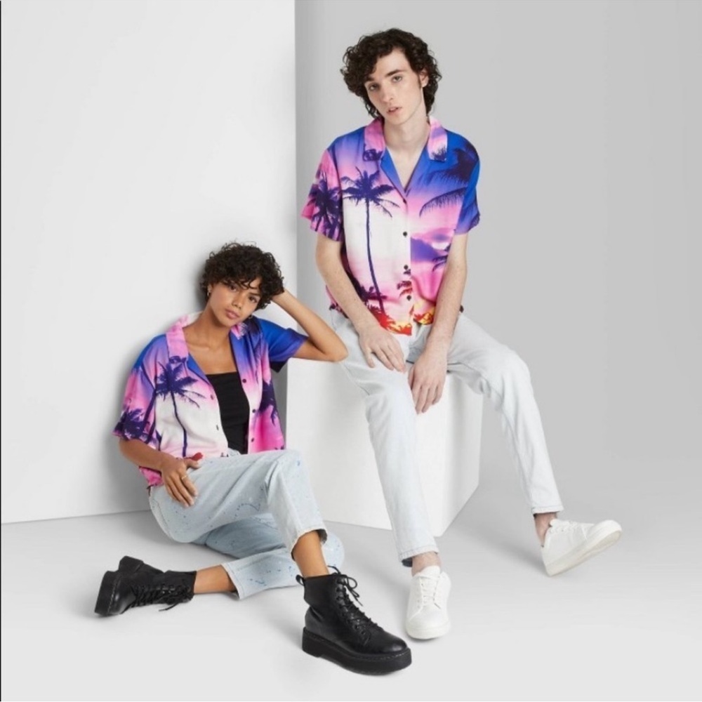 5/$25 WILD FABLE sunset palm tropical shirt